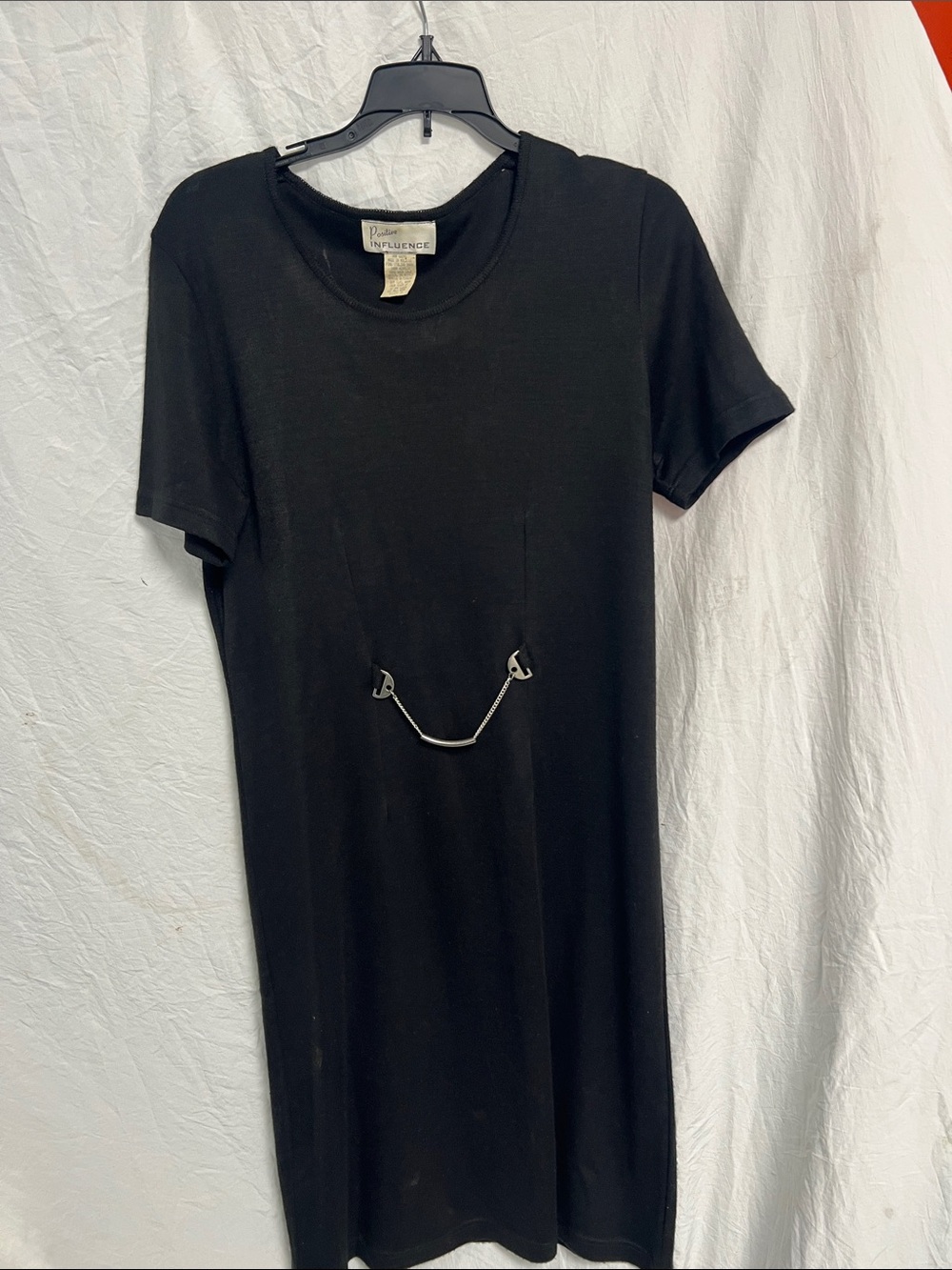 Positive Attitude Black Short-Sleeve Midi Dress with Front Accent Hardware